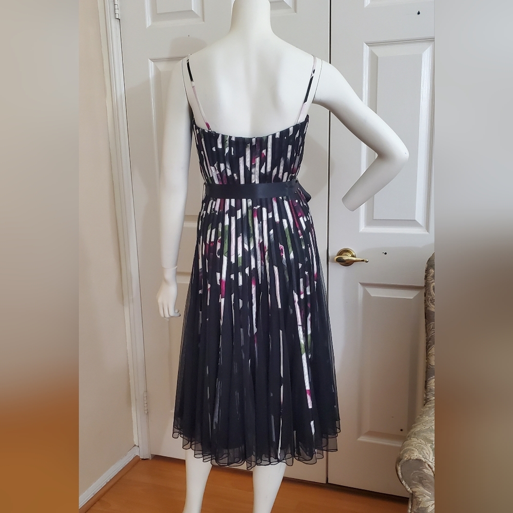 Cache Floral Striped Mesh Dress Y2K - Picture 8 of 12